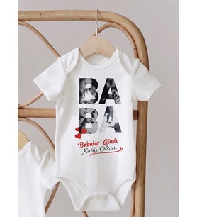 Babalar Günü Tasarımlı Fotoğraflı Bebek Body Zıbın