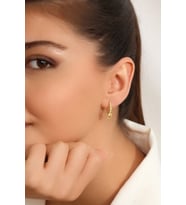 Kadın 925 Ayar Gümüş Zirkon Taşlı Küpe (Altın)