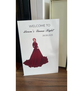 Henna Night Kırmızı Elbiseli Kapalı Gelin Kart 8x12 cm 63 Adet - Arletikettasarım