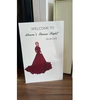 Henna Night Kırmızı Elbiseli Kapalı Gelin Kart 8x12 cm 63 Adet - Arletikettasarım