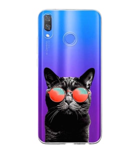 PrintiFy Huawei Y9 2019 ile Uyumlu 1mm Slim Fit Kedi 3 050d Baskılı Şeffaf  Kılıf