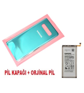 Samsung Galaxy S10 PLUS Arka Pil Batarya Kapağı + PİL (CAM) YEŞİL