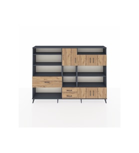 Arges Dolap 13 Raflı 3 Çekmeceli 5 Kapaklı 220x30x163 Antrasit-Çam