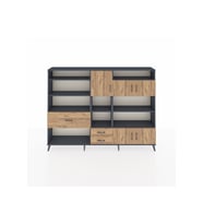 Arges Dolap 13 Raflı 3 Çekmeceli 5 Kapaklı 220x30x163 Antrasit-Çam