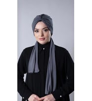 Antrasit Pratik Hazır Geçmeli Tesettür Bone Sandy Kumaş Atkılı  2204_25