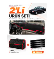e-biz OPEL ASTRA F AİRBAGLİ (1991-1998) Uyumlu Torpido Örtüsü + Deri Çanta - Siyah-Kırmızı - OP001