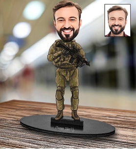 Kişiye Özel Asker Tasarımlı Karikatür Biblo