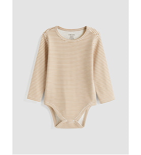 LC WAIKIKI Beyaz 2'li Çizgili Erkek Bebek Çıtçıtlı Body