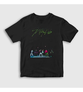 Presmono Unisex Çocuk Siyah Street Stray Kids T-Shirt 123039tt