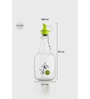Renga Urla Zeytin Desenli 500 ml Yeşil Kapaklı Cam Yağlık 152076