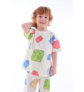 Renk Blokları Desenli Çocuk Pijama Takımı