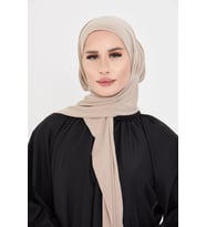 Bej Pratik Hazır Geçmeli Tesettür Bone Sandy Boyunluklu Çıtçıtlı 2505_12