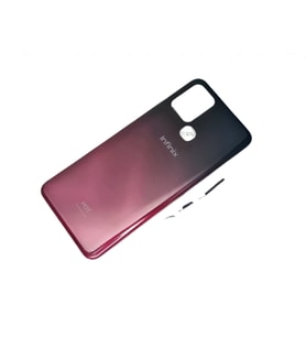 Tkgz Infinix HOT 10 KASA Arka Pil Batarya Kapağı KIRMIZI SİYAH