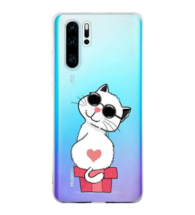 Huawei P30 Pro Uyumlu Kapak Coolcat Tasarımlı Şeffaf Silikon Kılıf