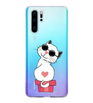Huawei P30 Pro Uyumlu Kapak Coolcat Tasarımlı Şeffaf Silikon Kılıf