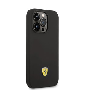 Apple iPhone 14 Pro Kılıf Ferrari M-safe Şarj Özellikli Silikon Metal Logo Dizayn Kapak