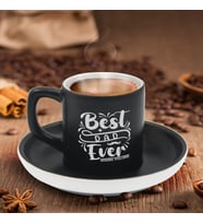 BK Gift Kişiye Özel Dad Tasarımlı Siyah Renk Türk Kahvesi Fincanı-6, Arkadaşa Hediye, Sevgiliye Hediye, Yıl Dönümü Hediyesi