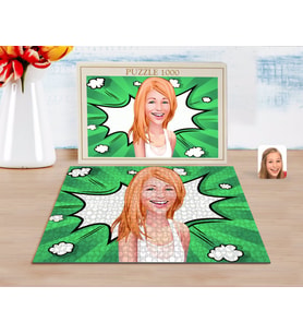 BK Gift Kişiye Özel Kadın Karikatürlü 1000 Parça Profesyonel Puzzle-37