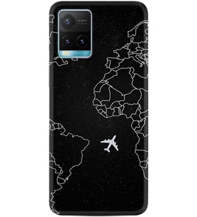 Vivo Y21a Kılıf Resimli Desenli Silikon Platinium Series Black Plane 1868