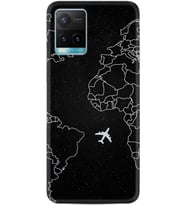 Vivo Y21a Kılıf Resimli Desenli Silikon Platinium Series Black Plane 1868