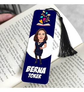 Şık Kıyafetli Kadın Karikatürlü Püsküllü Kitap Ayracı