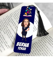 Şık Kıyafetli Kadın Karikatürlü Püsküllü Kitap Ayracı