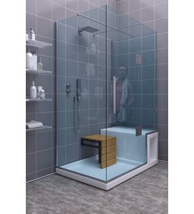 Duvara Monte Katlanabilir Tabure Ahşap duş tabure Engelli tabure (Ceviz)