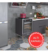 Kenzlife ankastre modülü kabini polonyum gri fırın ocak dolabı özel boy ayarlı ayaklı kapaklı (Karışık)