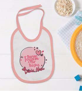 BK Kids Kişiye Özel Pembe Bebek Mama Önlüğü - Model 87