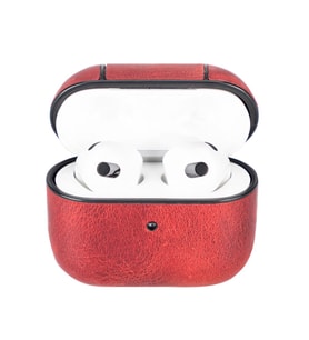 Apple AirPods 3.nesil Uyumlu Deri Kılıf Juni AA4 Kırmızı