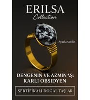 Sertifikalı Doğal Karlı Obsidyen Taşı Yüzük – Kalın Tımbıl Kasa Gold Ayarlanabilir (Çok Renkli)