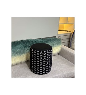 PUF&BENCH 45*40 SİYAH BEYAZ DOKU ŞÖNİL KUMAŞ PAPUÇ