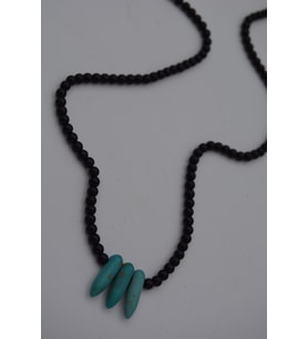 STONEAGE JEWELLERY Amazonit ve Oniks Taşlı Metalsiz Şifa Kolyesi (Altın / Dore)
