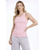 Fitilli Atlet Sıfır Yaka Slim Fit Arka Baskılı Spor Atlet - Pembe