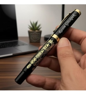 İsme Özel Osmanlı Motifli Kutulu Metal imza Kalemi