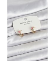 Pembe Yunus Balığı Model Gold Renk Pirinç Çocuk Küpe 5886 - GLST1005-5992