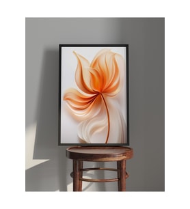 Tablo  Ahşap Çerçeveli Tablo  Çerçeveli Poster  Turuncu Çiçek Desen, Çiçek Temalı Tablo