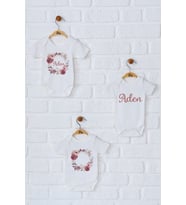 Pia Baby Premium %100 Pamuk İsme Özel Organik Baskılı Üçlü Set Çıtçıtlı Bebek Body Zıbın Modelleri 5008-18 (Ekru)