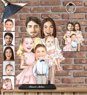 Kişiye Özel Aile Ahşap Biblo ve Anahtarlık 2 li set-27