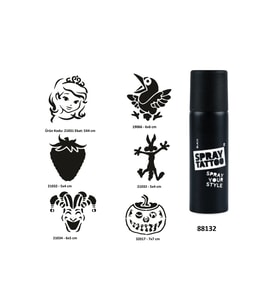 Çocuksu Semboller Spray Tattoo Geçici Dövme Yapma Seti Dark Siyah