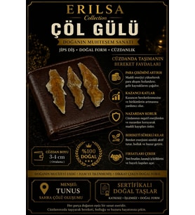 Sertifikalı Çöl Gülü Taşı Kütle - Cüzdanlık Boy Doğal Jips Kristal Bereket Taşı (Çok Renkli)