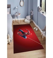 Dijital Baskılı Kaymaz Taban Yıkanabilir Kolay Temizlenir Modern Çocuk Odası Halısı NDÇ-SD-143 (Kırmızı)