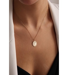 Kişiye Özel Klasik Yin Yang Kolye 925K Gümüş (Gold)