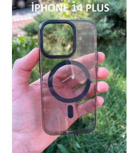 İphone 14 Plus Hybrid Magsafe Animasyonlu Sararmaz Kılıf (Siyah)