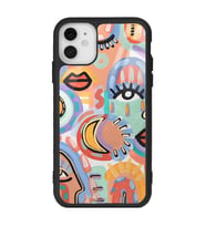 iPhone 11 Suluboya Retro Göz Tasarımlı Glossy Telefon Kılıfı