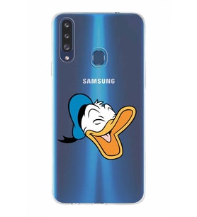 Samsung Galaxy A20s  Kapak Donald Duck Tasarımlı Şeffaf Silikon Kılıf