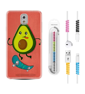 Samsung Note 3 4 5 8 9 20 Ultra 10 Lite Kılıf Kablo Koruma Spiral Silikon Avokado Skate 1741