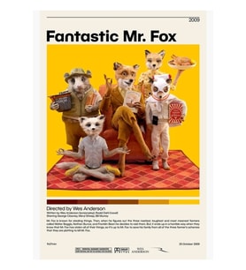 Fantastik Bay Fox Wes Anderson, Minimalist Film Posteri, Vintage Retro Ahşap Poster