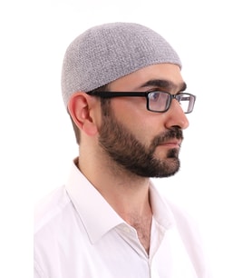 Kışlık Kadife Takke Düz Desen - Gri (Karışık)
