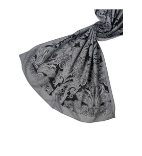 Emproyal Soft Pamuk Etnik Desen Şal (Açık Gri - Siyah)